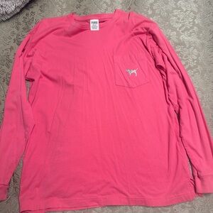 PINK Victoria's Secret Bright Pink Long Sleeve Tee